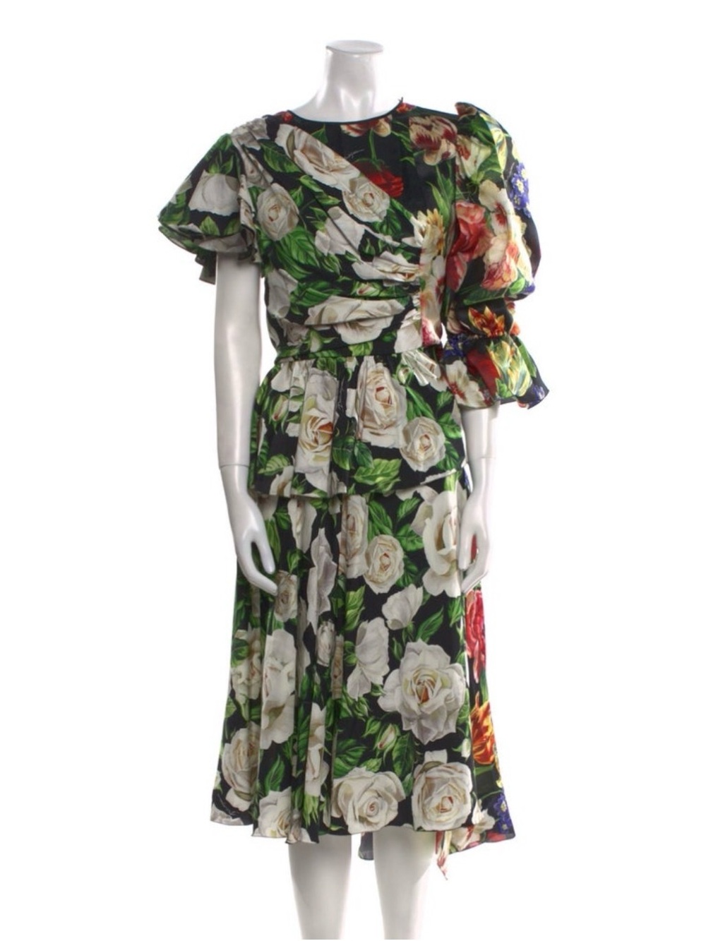 Dolce & Gabbana Black Floral Midi Dress